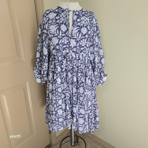 DAUGHTERS OF INDIA Kyra Cotton lightweight Mini Dress Blue Iris S - Picture 4 of 7